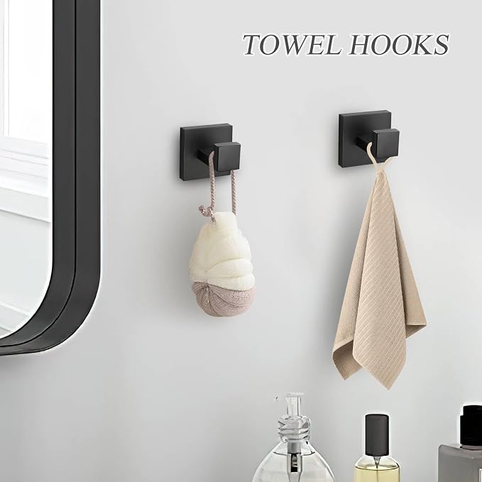 10 Pieces Black Towel Bar Set Bathroom Hardware Accessories Set Upgraded Toilet - Image 5