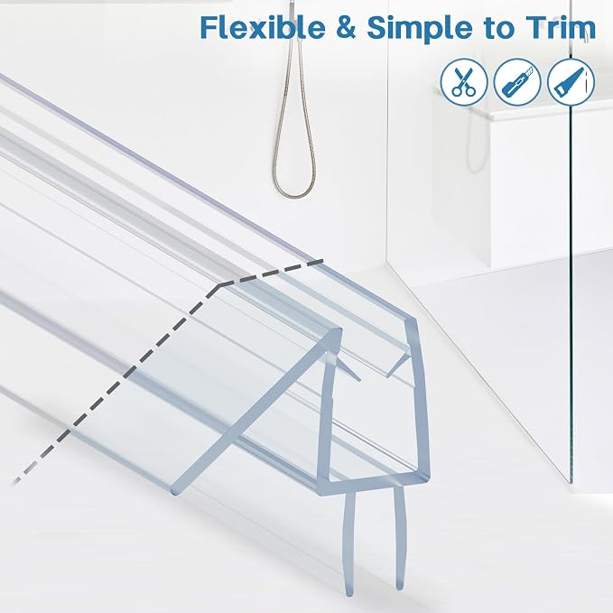 Shower Door Bottom Seal Strip, Ultra Clear PVC, Fits 6mm Thick Glass, Prevents - Image 6