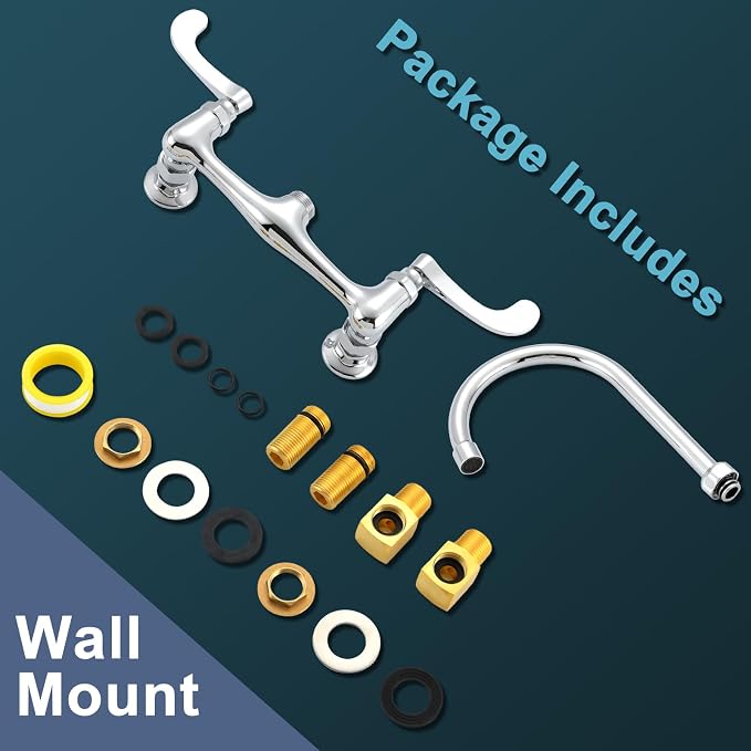 Wall Mount Commercial Sink Faucet Long Handles Wall Mounted Kitchen Faucet 8 - Image 8