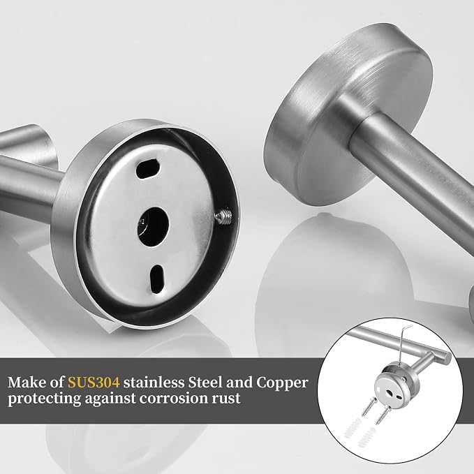 Towel Bar Set Brushed Nickel, Bathroom Towel Ring Set 5pcs Including 2pcs 16'' - Image 3