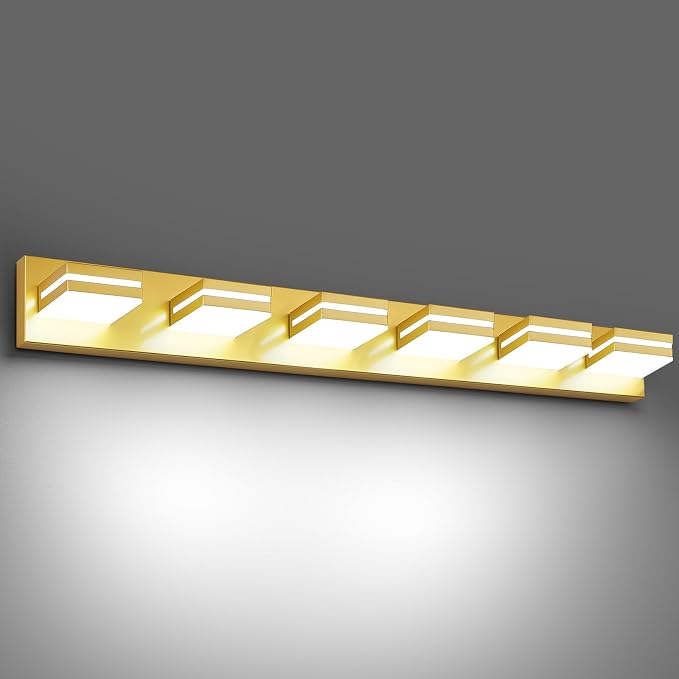 Modern LED Bathroom Lights Fixtures, Metal Gold Acrylic Wall Lighting, Vanity by JZEKVN
