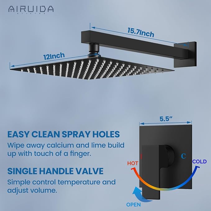Airuida Shower Faucet Set Bathroom Rain Shower System SUS304 Stainless Steel - Image 8