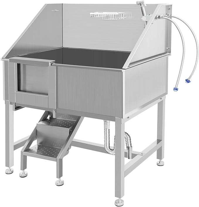 38" Stainless Steel Dog Cat Pet Grooming Bath Tub, Left Door - Image 8
