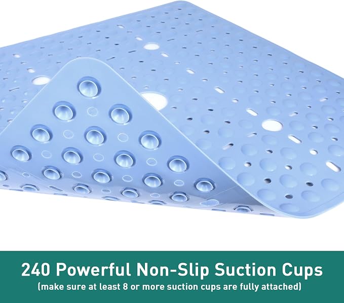 Large Light Blue Square Shower Mat Non Slip 27 x 27 Inch, Soft Bath Mat Tub Mat - Image 4