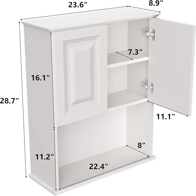 White Bathroom Wall Cabinet, Over The Toilet Storage Cabinet, Bathroom and - Image 2