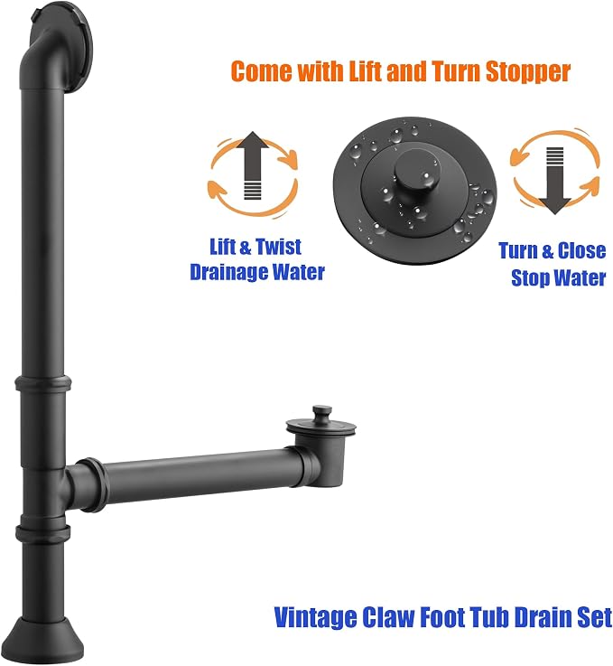 Artiwell Vintage Claw Foot Tub Drain Kit - Image 2
