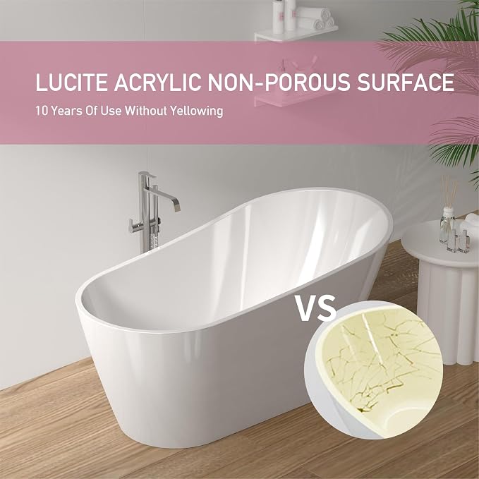 ABRUZZO 59"x27.56" Acrylic Freestanding Bathtub Contemporary Soaking Tub - Image 5