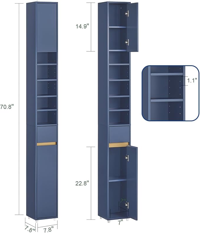 SoBuy Bathroom Narrow Storage Cabinet Skinny Tall Unit - Image 3