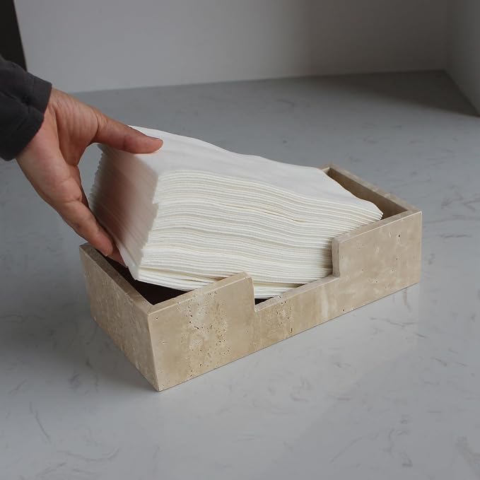 Natural Travertine Napkin Holder 9.8"x4.9"x2.8", Guest Towel Holder, Paper Hand - Image 8