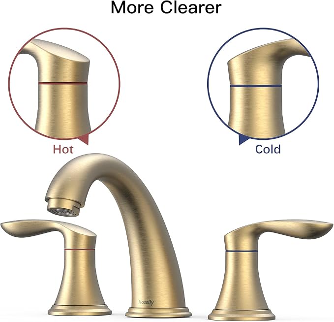 Bathroom Sink Faucet, Dual Handle Widespread Bathroom Faucet 3-Hole Design - Image 4