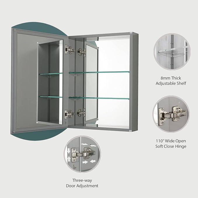 Blossom 20x31 Inch Aluminum Medicine Cabinet - Image 4