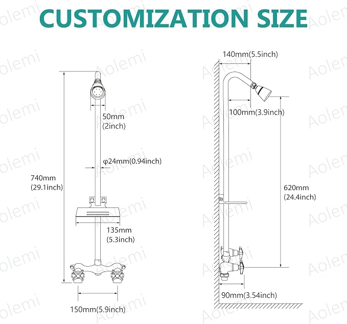 Aolemi Outdoor Shower Kit Fixtures Faucet System - Image 8