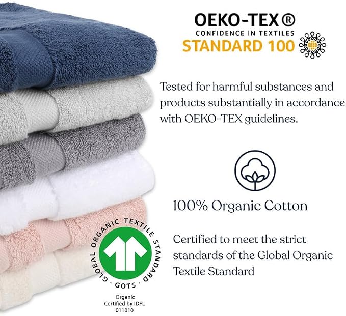 Delara Organic Cotton Luxuriously Plush Bath Towel 20 Piece Set|GOTS & Oeko-TEX - Image 6