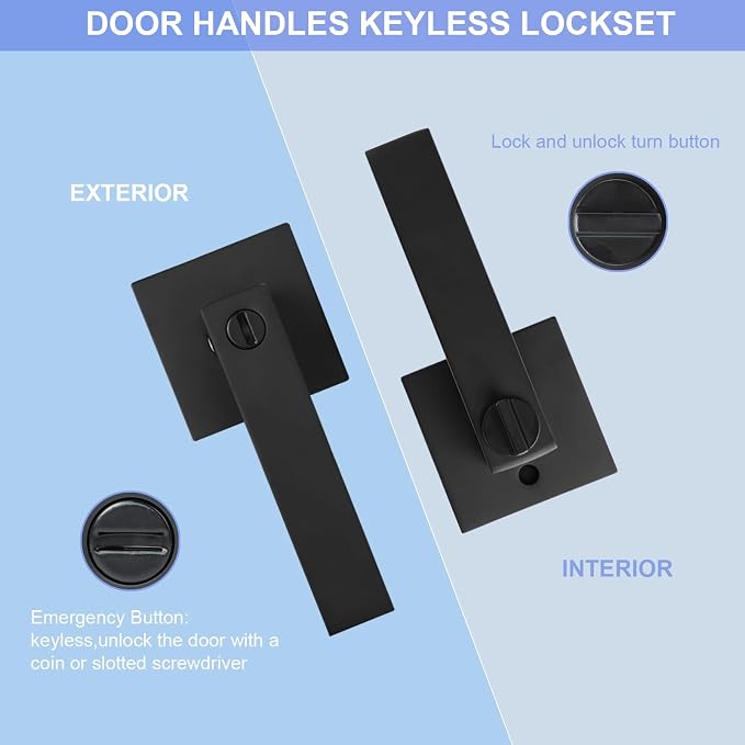 Privacy Door Levers, 8 Pack Matte Black Door Handles Heavy Duty Bed and Bath - Image 5