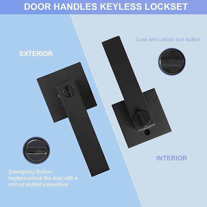 Privacy Door Levers, 6 Pack Matte Black Door Handles, Bed and Bath Door - Image 5