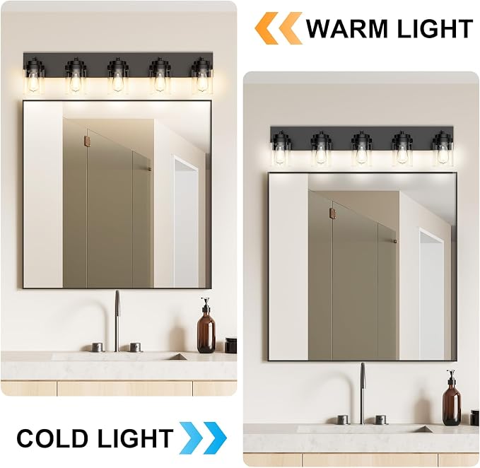 IZORRO Bathroom Vanity Light Fixture, 5-Light 36 Inch Matte Black Bathroom - Image 4