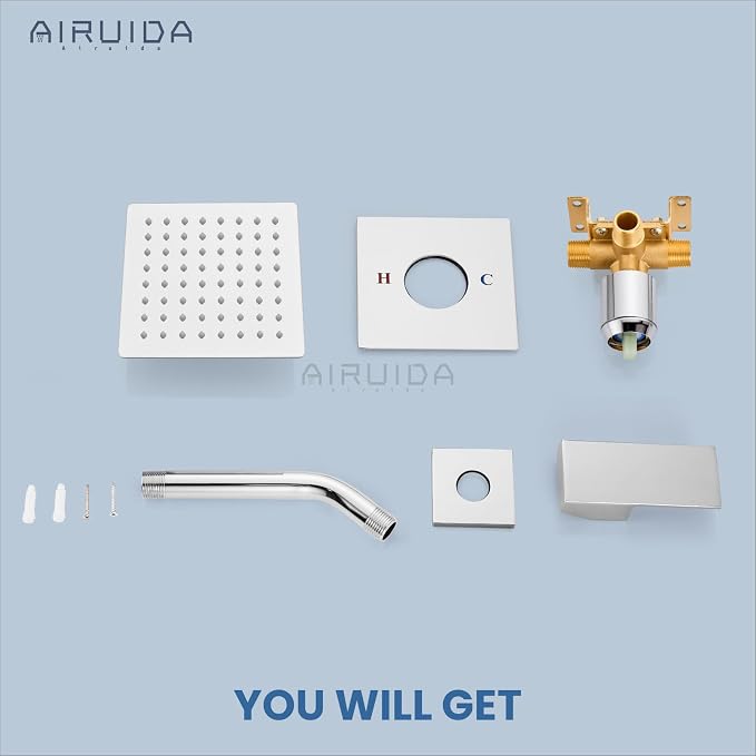 Airuida Shower Faucet Set Bathroom Rain Shower System SUS304 Stainless Steel - Image 9
