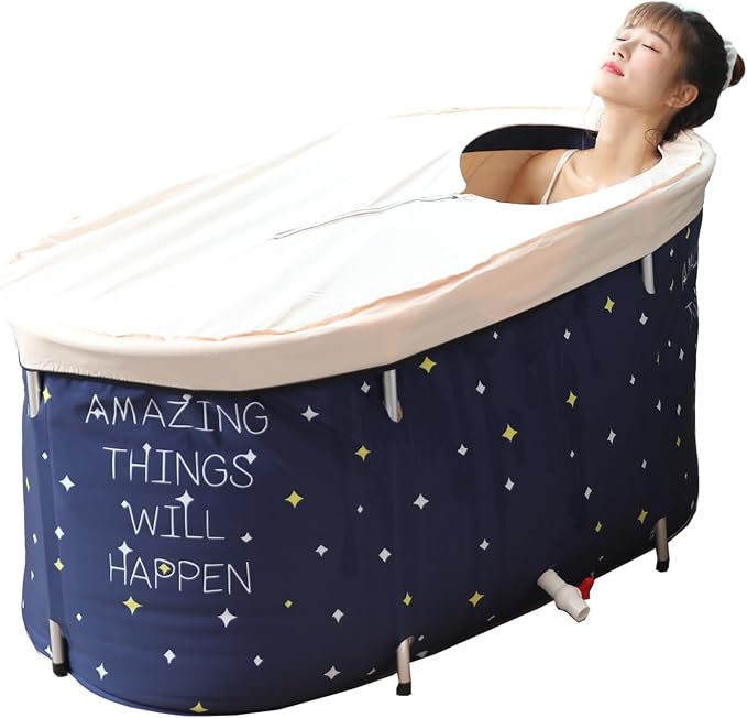 BDL Portable Folding Bathtub Soaking Bath Tub, Separate Family Bathroom SPA Tub by BDL