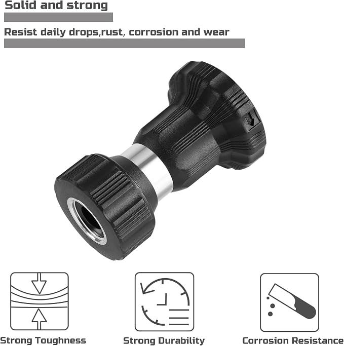 Hose Nozzle, Lichamp Heavy Duty Aluminum Fireman Style High Power Leak Proof - Image 3