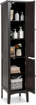 COSTWAY Tall Bathroom Storage Cabinet, 5-Tier Freestanding Linen Tower Cabinet by COSTWAY