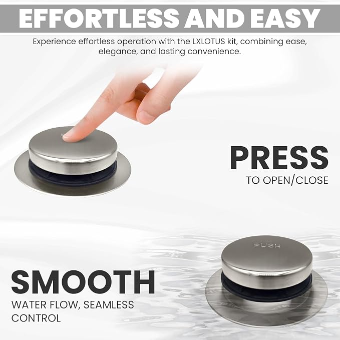LXLTOUS Brushed Nickel Toe Tap Bathtub Trim Set - Image 2
