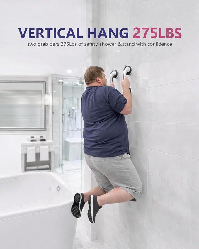 2 Pack Grab Bars for Bathtubs and Showers, Suction Grab Bar, Heavy Duty Shower - Image 4