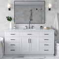 ARIEL 67" White Bathroom Vanity, 1.5" Edge Italian Carrara Marble Countertop & by Ariel