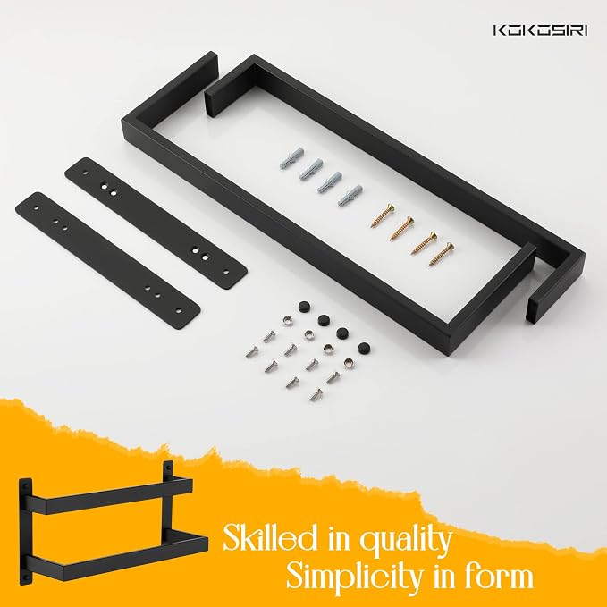 KOKOSIRI Towel Bars Black Bath Towel Holders 16 Inches Bathroom 2-Tiers Ladder - Image 9