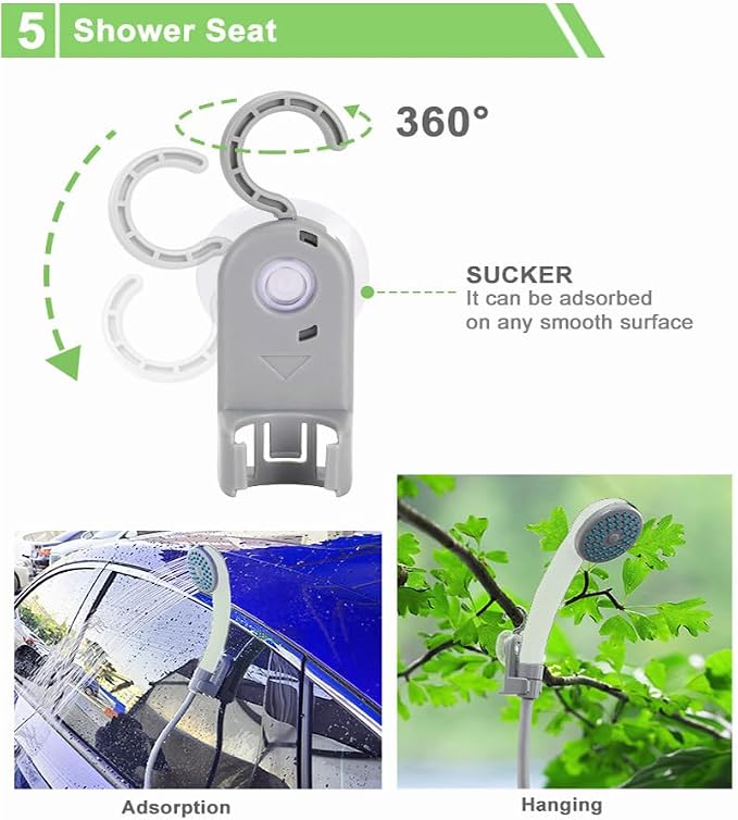 Portable Outdoor Shower Pump Camping Shower Pump Rechargeable LED IPX8 - Image 3