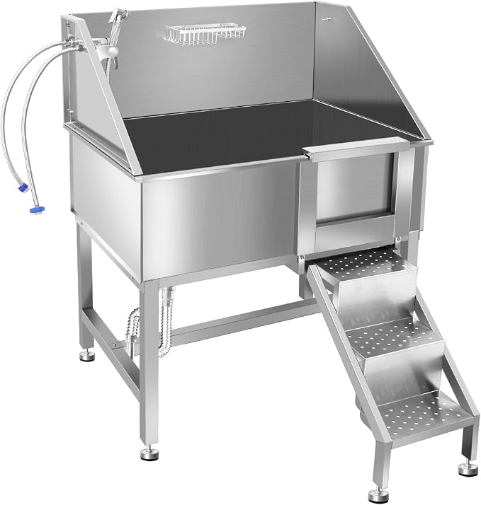 38" Dog Washing Station, Professional Stainless Steel Dog Bathing Station by OLIPIC