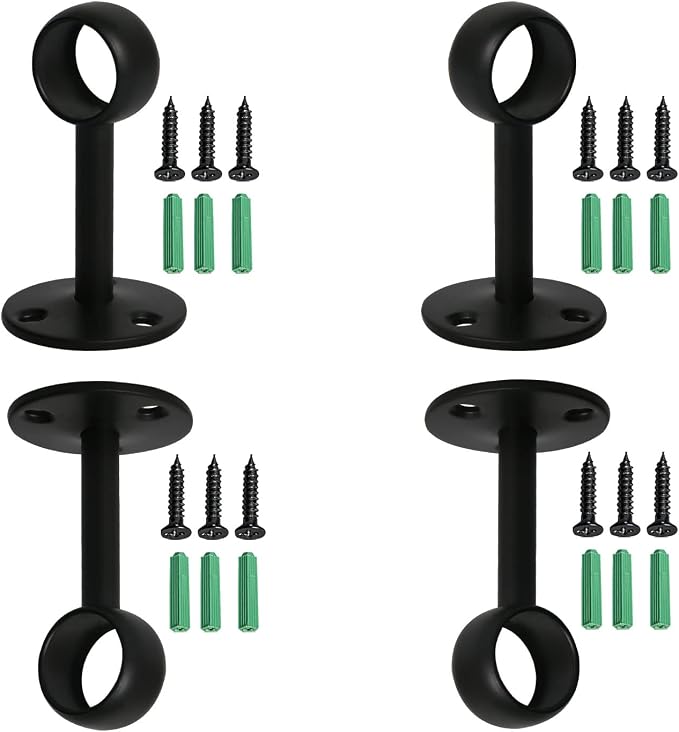 4Pcs Pipe Hole Diameter 32 mm, Stainless Steel Matte Black Flange Rod Bracket by Ohamtes