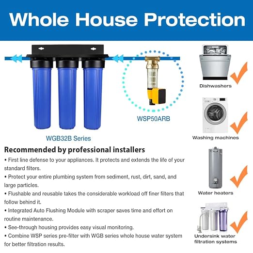 iSpring WGB32B-PB 3-Stage Whole House Water Filtration System w/ 3/4'' Push-Fit - Image 7
