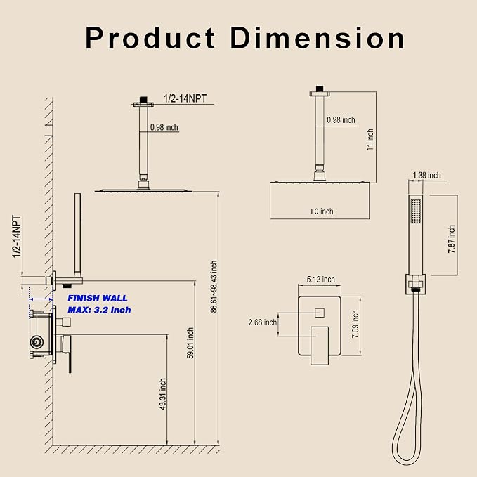 Ceiling Mount Shower Faucet Set, High-Pressure Showerheads Set - Image 6