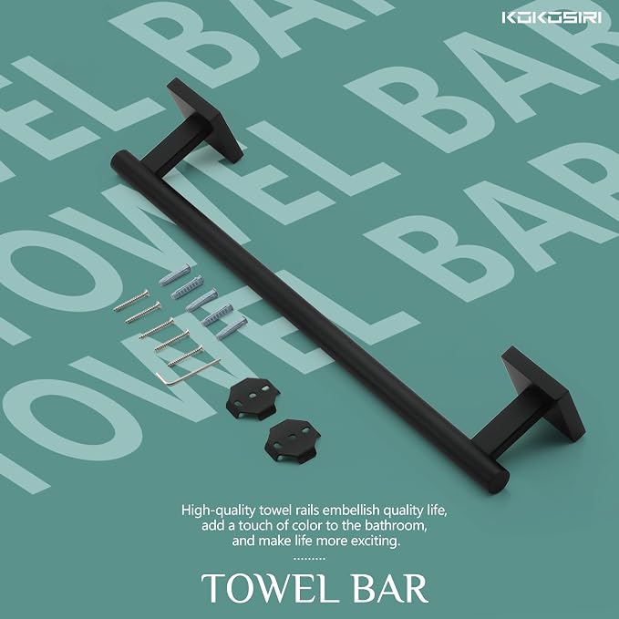 KOKOSIRI Bathroom Towel Bars 12 Inch Towel Ring Matte Black 30CM Hand Towel - Image 9