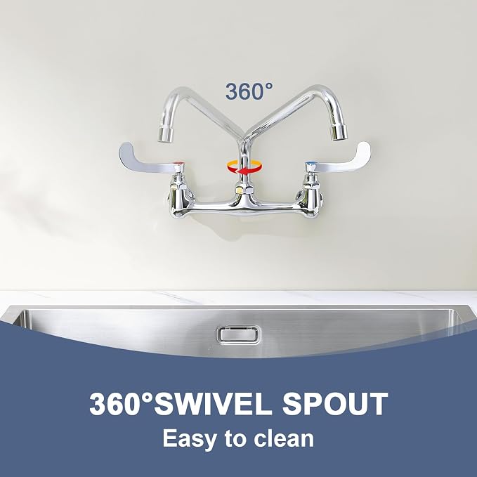 Wall Mount Commercial Sink Faucet Long Handles Wall Mounted Kitchen Faucet 8 - Image 7