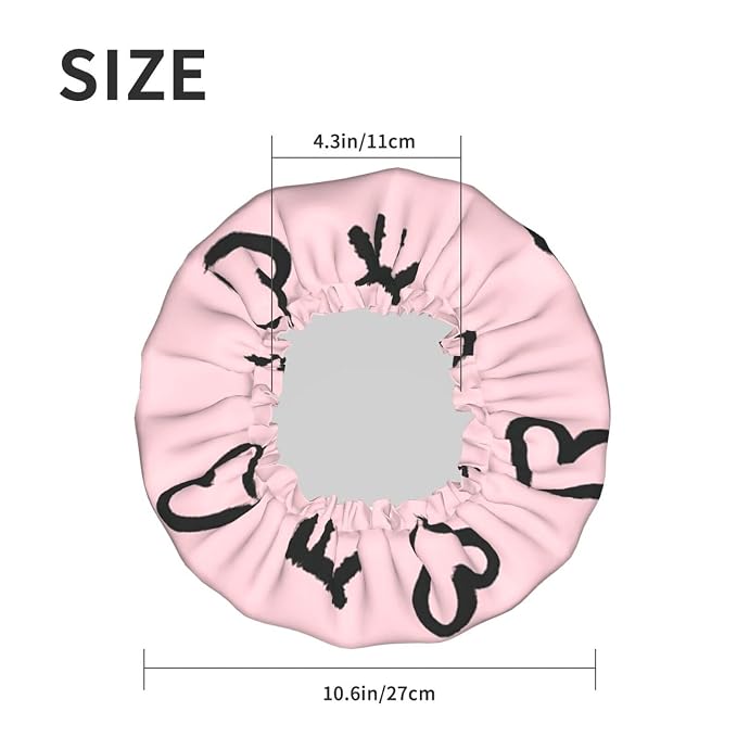 Eyelash and Heart Shower Cap for Women Reusable Waterproof Stylish Bath Hat - Image 6