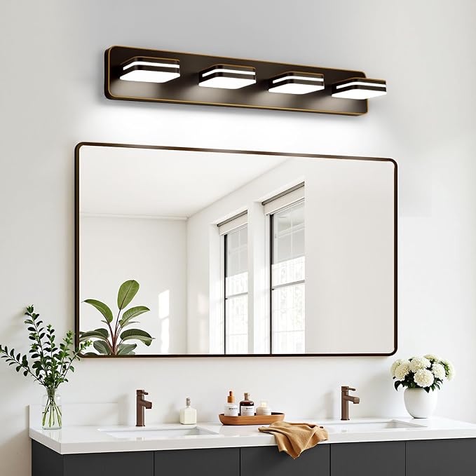 360° Rotate LED Dimmable Bathroom Vanity Light Fixtures, 1600LM Acrylic Brown - Image 8