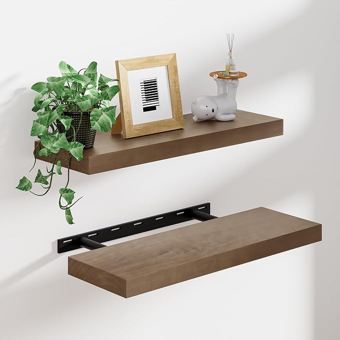 Heimlove Floating Shelves for Wall, 2 Packs 16 inches Natural Pine Solid Wood by Heimlove