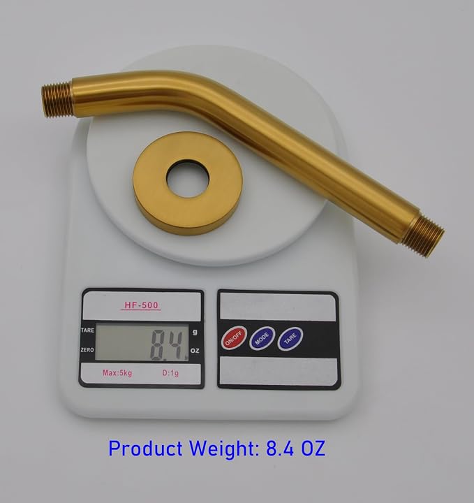Aquaiaw Shower Arm and O-Ring Flange, 8 inch, Solid Brass, Both Soldered 1/2 - Image 5