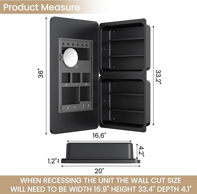 Rresyet 20×36 Bathroom Mirror Cabinet - Image 3