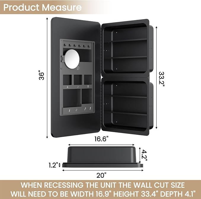 20x36 Inch LED Lighted Medicine Cabinet - Image 3