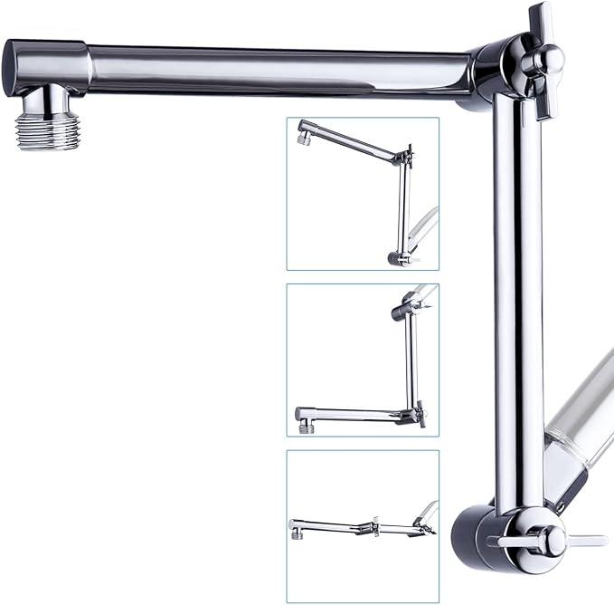 G-Promise 13 Inch Shower Head Extension Arm, Solid Brass Height & Angle by G-Promise