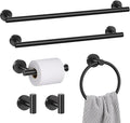 6 Pieces Matte Black Towel Bar Bathroom Hardware Set, 23.6Inch Matte Black by SOAEZ