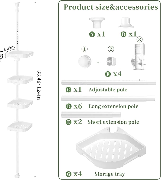Tension Pole Shower Caddy Organizer - Image 2