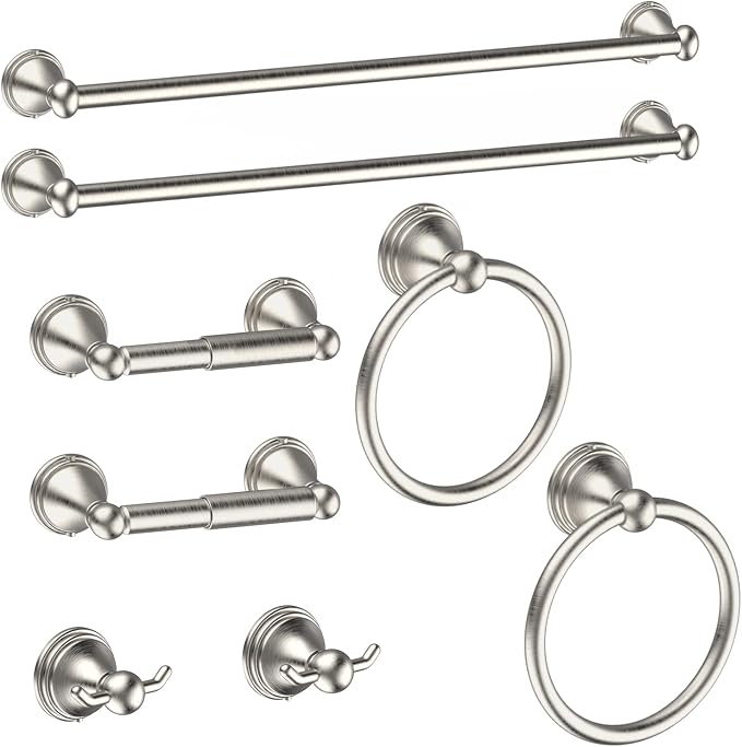 Newfun 8-Pieces Brushed Nickel Bathroom Accessories Set Towel Racks by Newfun