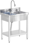 27inch Stainless Steel Utility Sink, Commercial Kitchen Single Bowl Sink by PurezmMotoStainlessSteelFab