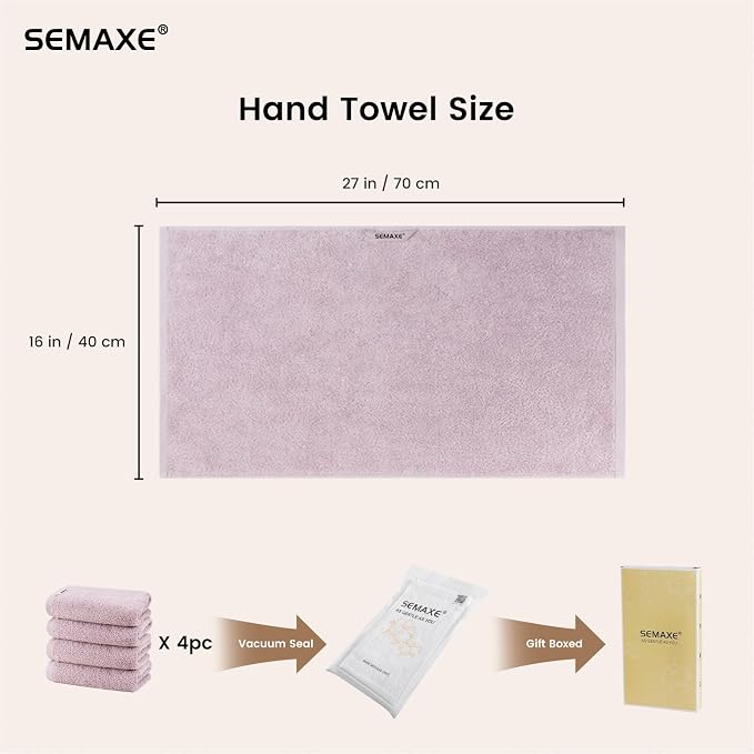 SEMAXE Purple Hand Towels for Bathroom, 100% Cotton Towels - Image 2