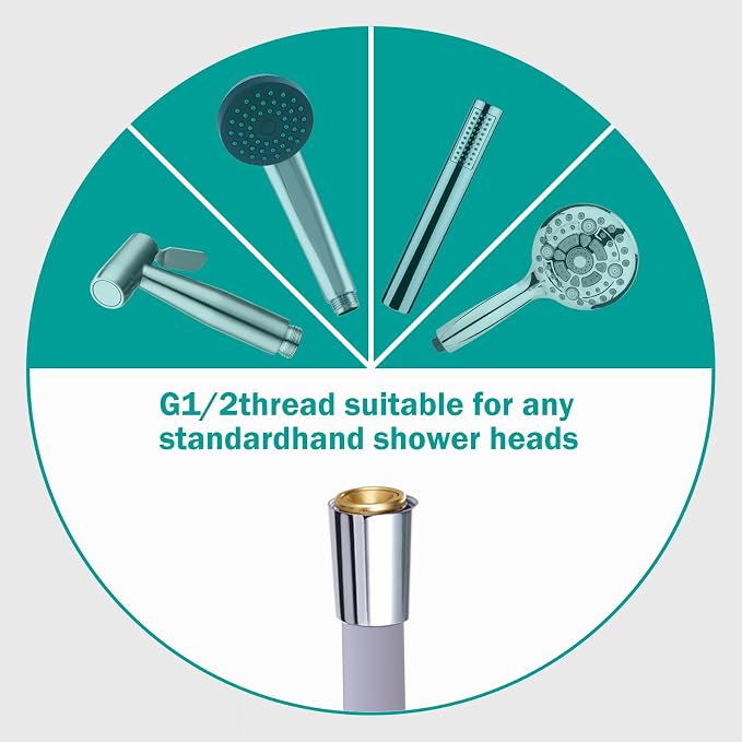 Ultra-Soft Silicone Shower Hose Replacement, 59 Inch Extra Long HandHeld Hose - Image 4