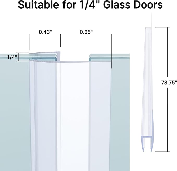 AmazerBath Shower Door Side Seal Strip, Frameless Glass Shower Door Seal Strip - Image 2