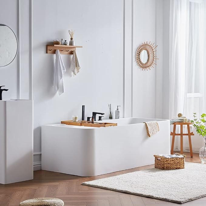 Cpingao 71" Stone Resin Freestanding Bathtub, Rectangular Shape Freestanding by Cpingao